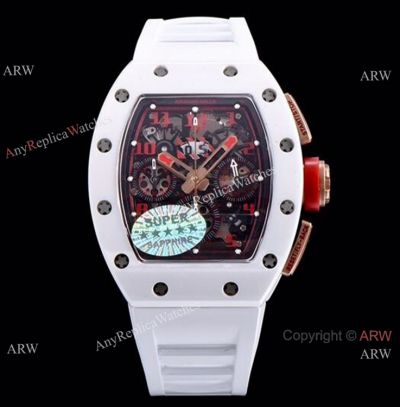 KV Factory Richard Mille RM 011 White Demon Flyback Chronograph Watch Ceramic Case